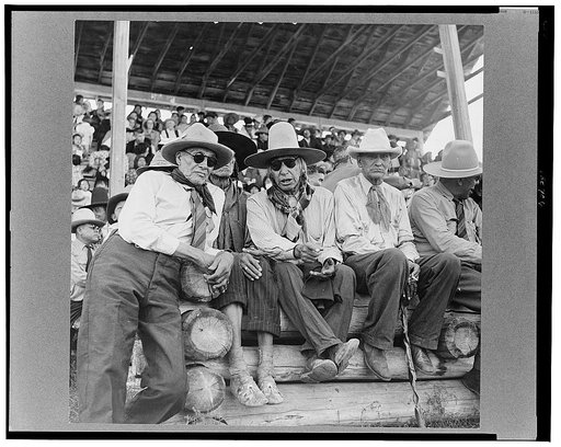 Indians watching Crow fair at Crow Agency, Montana