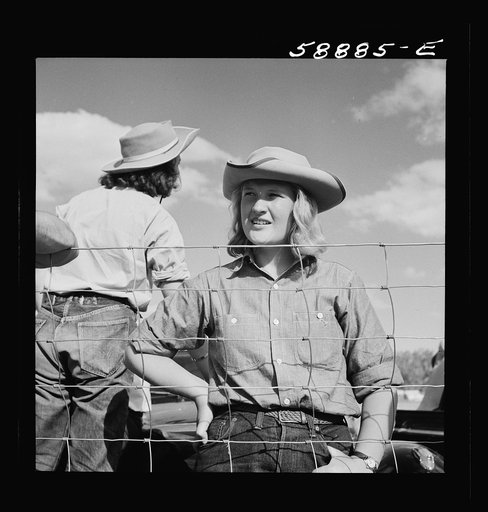 Dudes from Quarter Circle U Ranch at Crow Indian fair. Crow Agency, Montana
