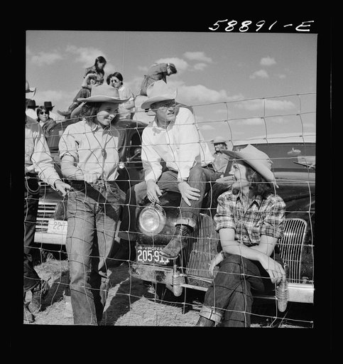 Dudes from Quarter Circle U Ranch at Crow Indian fair. Crow Agency, Montana