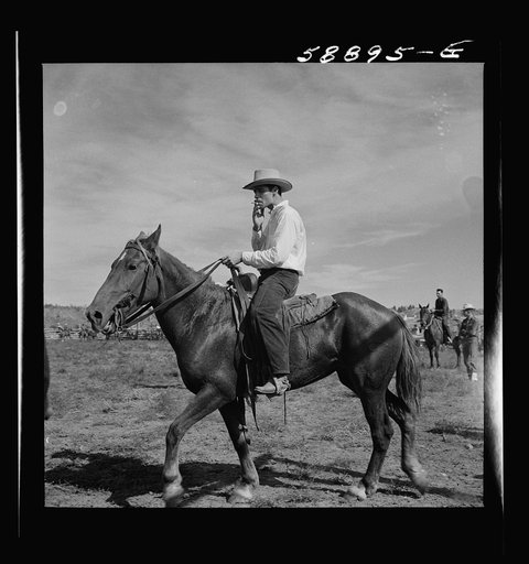 Cowboy at rodeo in Ashland, Montana