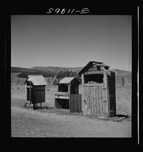 Untitled photo, possibly related to: Mailboxes on ranch near Granby, Colorado