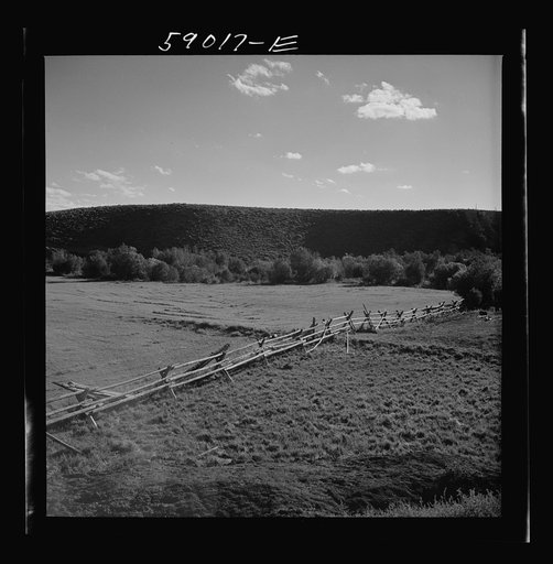 Untitled photo, possibly related to: Rail fence around hay field near Aspen, Colorado
