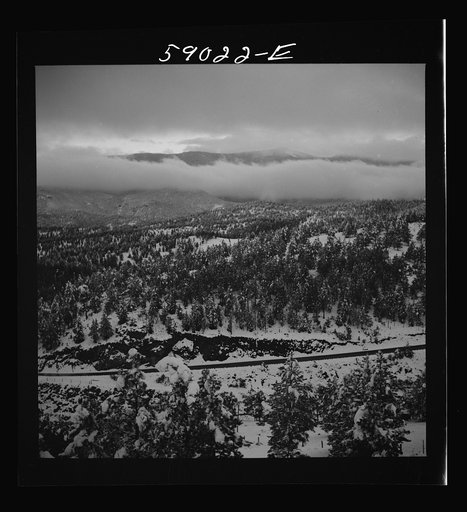 Untitled photo, possibly related to: Highway across mountains near Bailey, Colorado, after early fall blizzard