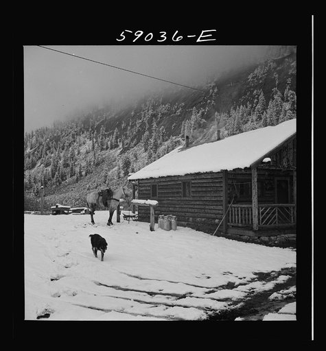 Untitled photo, possibly related to: Ranch house after early fall blizzard in mountains near Aspen, Colorado