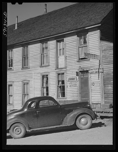 Untitled photo, possibly related to: Hotel and post office in ghost town now coming to life because of defense minining boom. Montezuma, Colorado