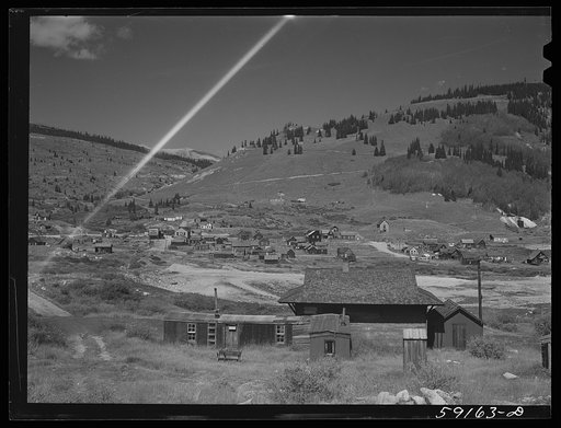 Untitled photo, possibly related to: Old station on narrow gauge railroad in ghost mining town. Silver Plume, Colorado