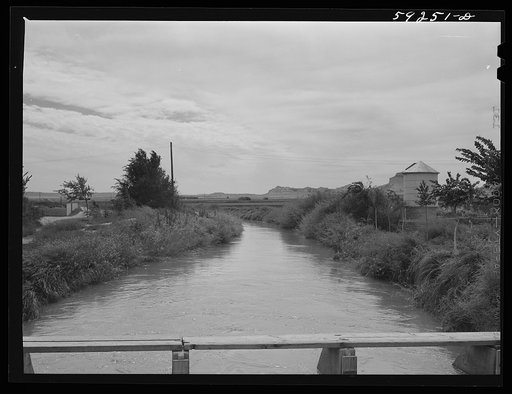 Irrigation canal, Scottsbluff, Nebraska. North Platte River Valley
