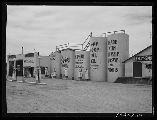North Platte River Valley Cooperative oil company gas station. Scottsbluff, Nebraska