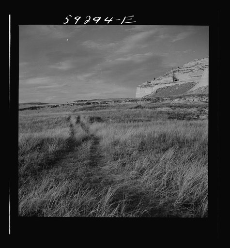 Wagon tracks on Old Oregon Trail. Scottsbluff, Nebraska