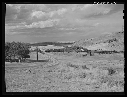 Grazing land and sheep pen on King ranch. Laramie, Wyoming