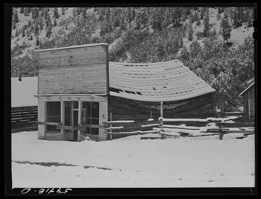 Untitled photo, possibly related to: Ashcroft, Colorado. Ghost mining town after early blizzard