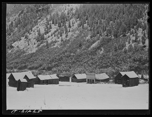 Ashcroft, Colorado. Ghost mining town after early blizzard