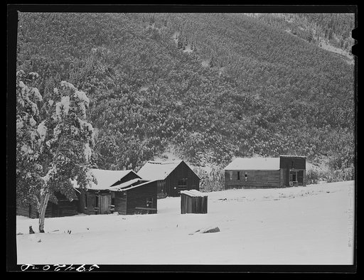 Untitled photo, possibly related to: Ashcroft, Colorado. Ghost mining town after early blizzard
