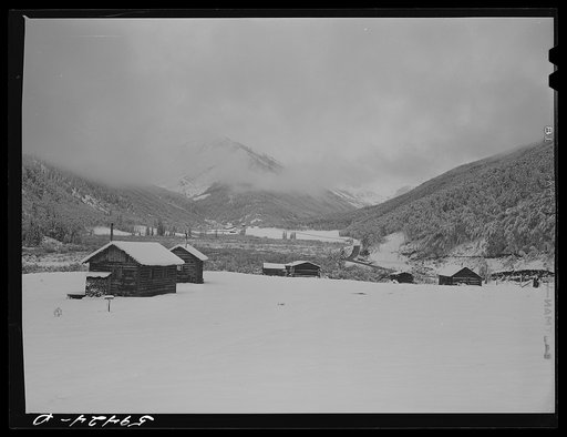 Untitled photo, possibly related to: Ashcroft, Colorado. Ghost mining town after early blizzard