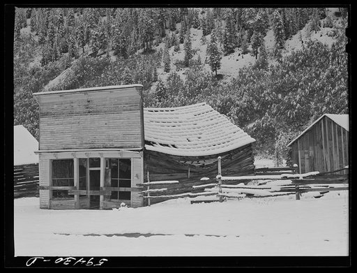 Ashcroft, Colorado. Ghost mining town after early blizzard