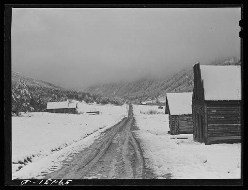 Ashcroft, Colorado. Ghost mining town after early blizzard