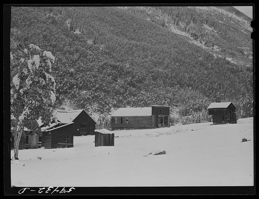 Untitled photo, possibly related to: Ashcroft, Colorado. Ghost mining town after early blizzard