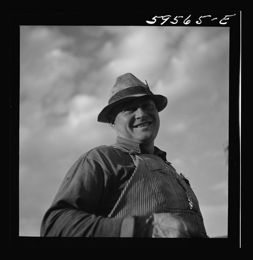 Frank E. Hagemeister, treasurer of the cooperative association on Scottsbluff Farmsteads, FSA (Farm Security Administration) project. He has been here since 1937. He came from the land use area around Crawford, Nebraska, an extremely dry section with no irrigation. Scottsbluff, Nebraska