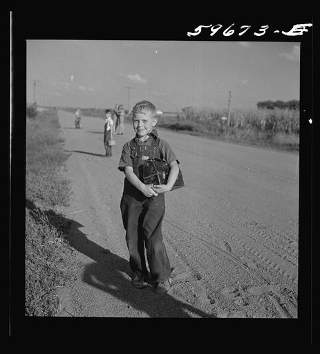 Children coming home from school. Two Rivers Non-Stock Cooperative Company, FSA (Farm Security Administration) co-op. Waterloo, Nebraska