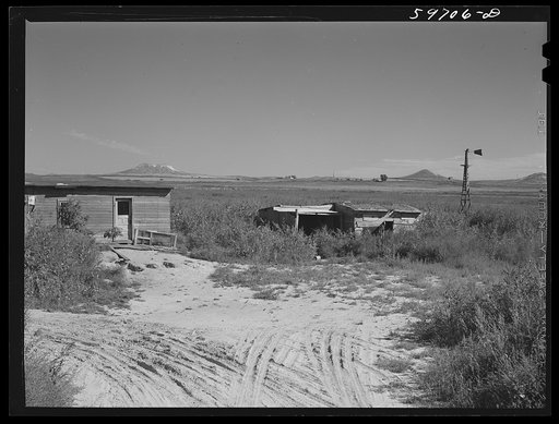 Abandoned farms and homes in the dry land area of the Sandhills northeast of Scottsbluff, Nebraska. See general caption number 1