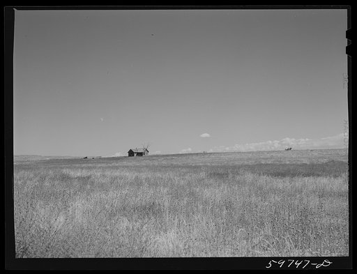 Abandoned farms and homes in the dry land area of the Sandhills northeast of Scottsbluff, Nebraska.  (See general caption number one)