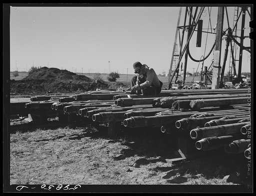 Floyd Swick, welder from Newton, Kansas, worked in oil fields about ten years cutting tool joints off a drill pipe. In Goodrich field of Continental oil company. Valley Center oil field near Wichita, Kansas