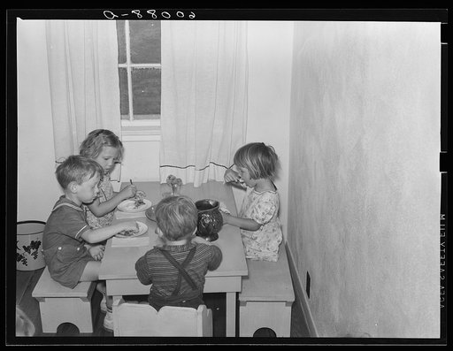 Nursery schoolchildren at lunch. Tygart Valley Homesteads, West Virginia