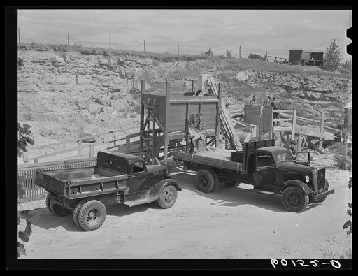 Limestone crusher at limestone quarry. CCC (Civilian Conservation Corps) cooperating with SCS (Soil Conservation Service). Vernon County, Wisconsin