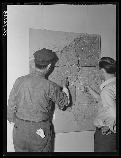 Scene in FSA (Farm Security Administration) county supervisor's office. Grant County, Wisconsin