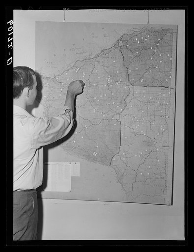 Untitled photo, possibly related to: Scene in FSA (Farm Security Administration) county supervisor's office. Grant County, Wisconsin