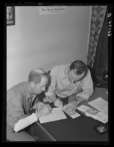 Scene in FSA (Farm Security Administration) county supervisor's office. Grant County, Wisconsin