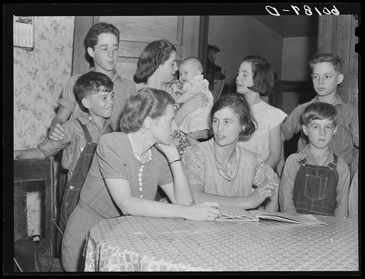 Home supervisor discussing home plan with wife of FSA (Farm Security Administration) rehabilitation client. Grant County, Wisconsin