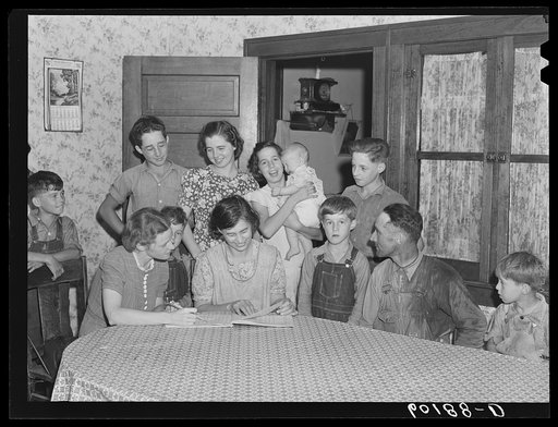 Home supervisor (FSA (Farm Security Administration)) visiting family of rehabilitation client. Grant County, Wisconsin