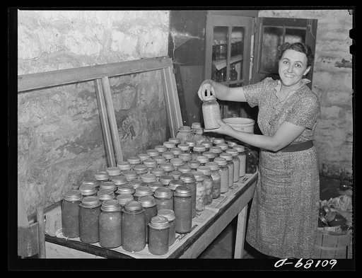 Wife of FSA (Farm Security Administration) rehabilitation borrower with home-canned produce. Grant County, Wisconsin