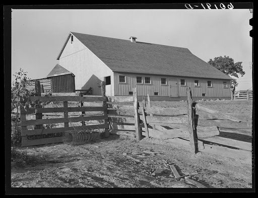 New barn of FSA (Farm Security Administration) rehabilitation borrower. Grant County, Wisconsin