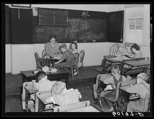 Untitled photo, possibly related to: Interior of one-room school house. Crawford County, Wisconsin