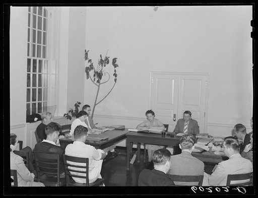 Untitled photo, possibly related to: Meeting of the town council. Greendale, Wisconsin