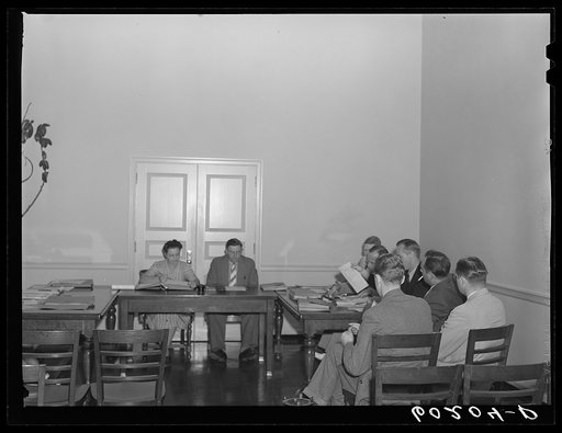 Untitled photo, possibly related to: Meeting of the town council. Greendale, Wisconsin
