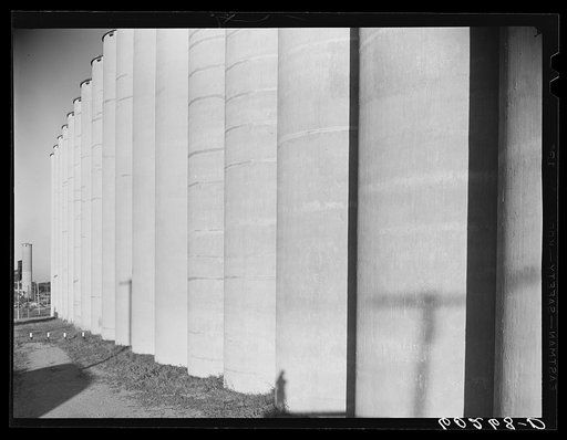 Untitled photo, possibly related to: Grain elevators on outskirts of Minneapolis, Minnesota