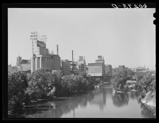 Flour mills along the river. Minneapolis, Minnesota