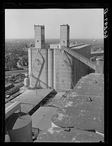 Untitled photo, possibly related to: Archer-Daniels Company grain elevators, Minneapolis, Minnesota. Total capacity--thirty two million bushels
