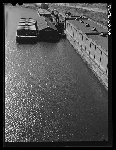 Barges on the river. Minneapolis, Minnesota