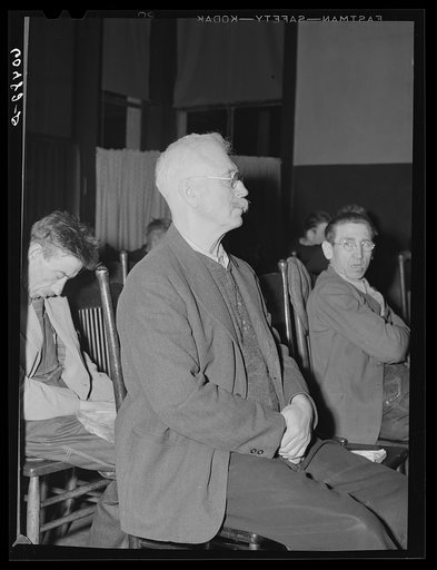 Listening to sermon. City mission, Dubuque, Iowa