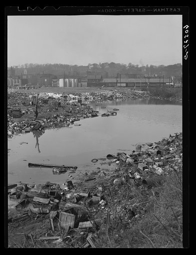 Stream pollution. City dump. Dubuque, Iowa