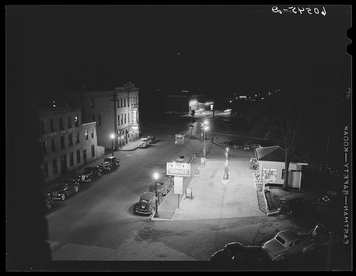 Gas station at night. Dubuque, Iowa