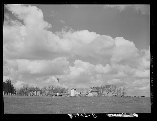 Iowa corn farm, Grundy County, Iowa. Field in the foreground was the scene of the national cornhusking contest in 1932