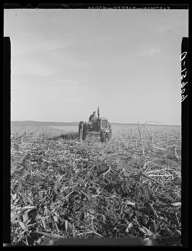 Untitled photo, possibly related to: Father and son preparing a piece of land for corn planting. Grundy County, Iowa