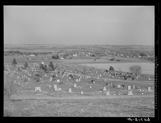 Graveyard and town of Woodbine, Iowa