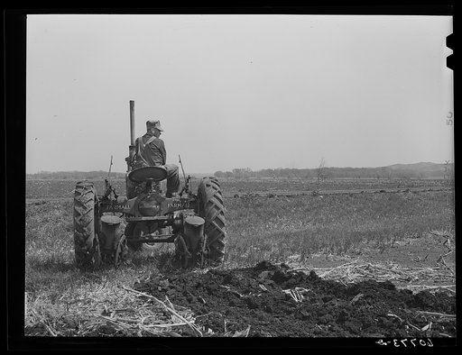 Untitled photo, possibly related to: Listing and planting corn in one operation. Monona County, Iowa
