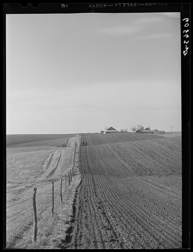 Untitled photo, possibly related to: Harrowing the ground before corn planting. Jasper County, Iowa